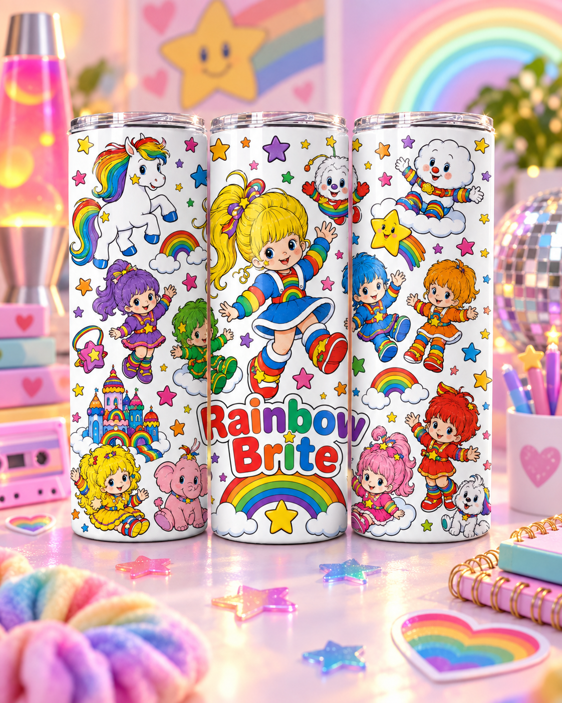 Rainbow Brite and Friends 20 oz Tumbler, Colorful Rainbow Character Gift