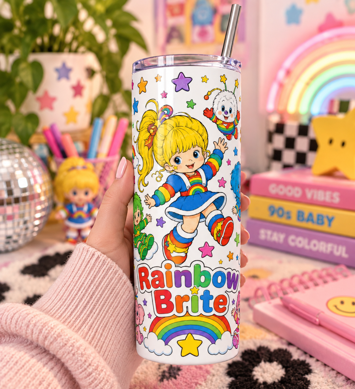 Rainbow Brite and Friends 20 oz Tumbler, Colorful Rainbow Character Gift