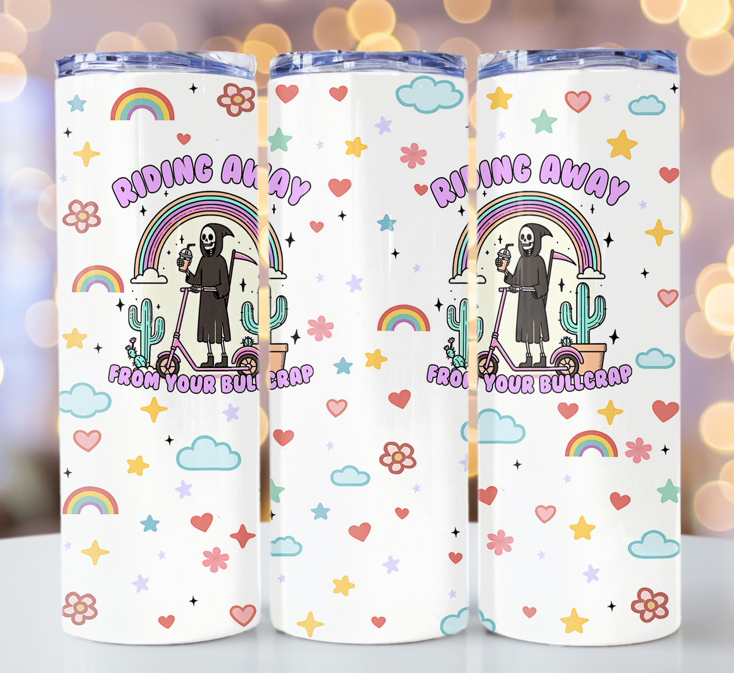 Riding Away 20 oz Stainless Steel Skinny Tumbler