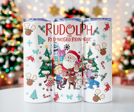 Christmas Rudolph The Red Nosed Reindeer 20 oz Stainless Steel Skinny Tumbler