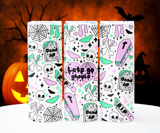 Spooky Pastel Let's Go Ghouls Halloween 20 oz Skinny Tumbler