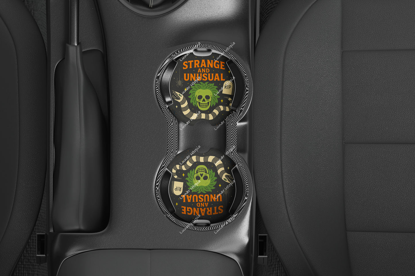 Cute Neoprene Car Coasters, Absorbent Cup Holder Inserts, Fun Auto Accessories (Set of 2) Strange and Unusual