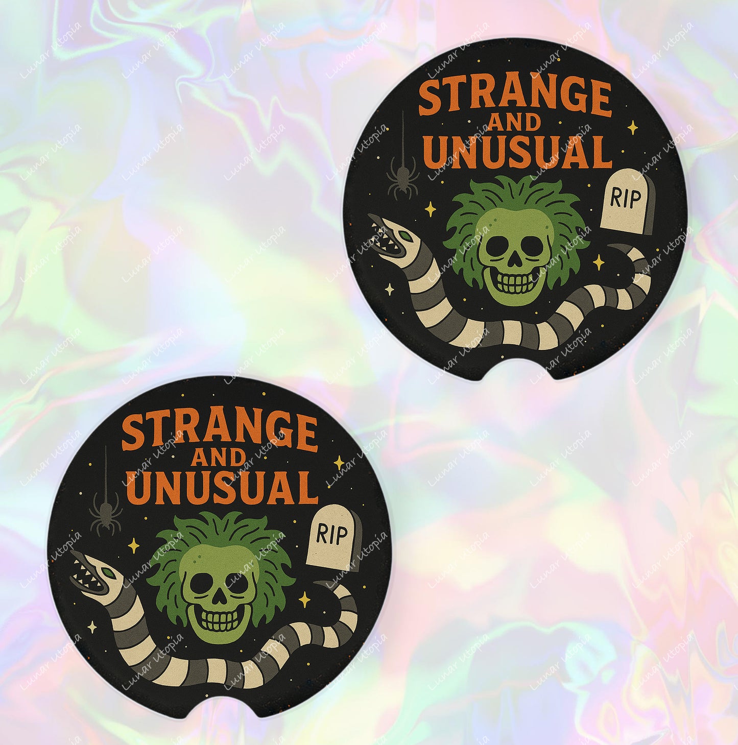 Cute Neoprene Car Coasters, Absorbent Cup Holder Inserts, Fun Auto Accessories (Set of 2) Strange and Unusual