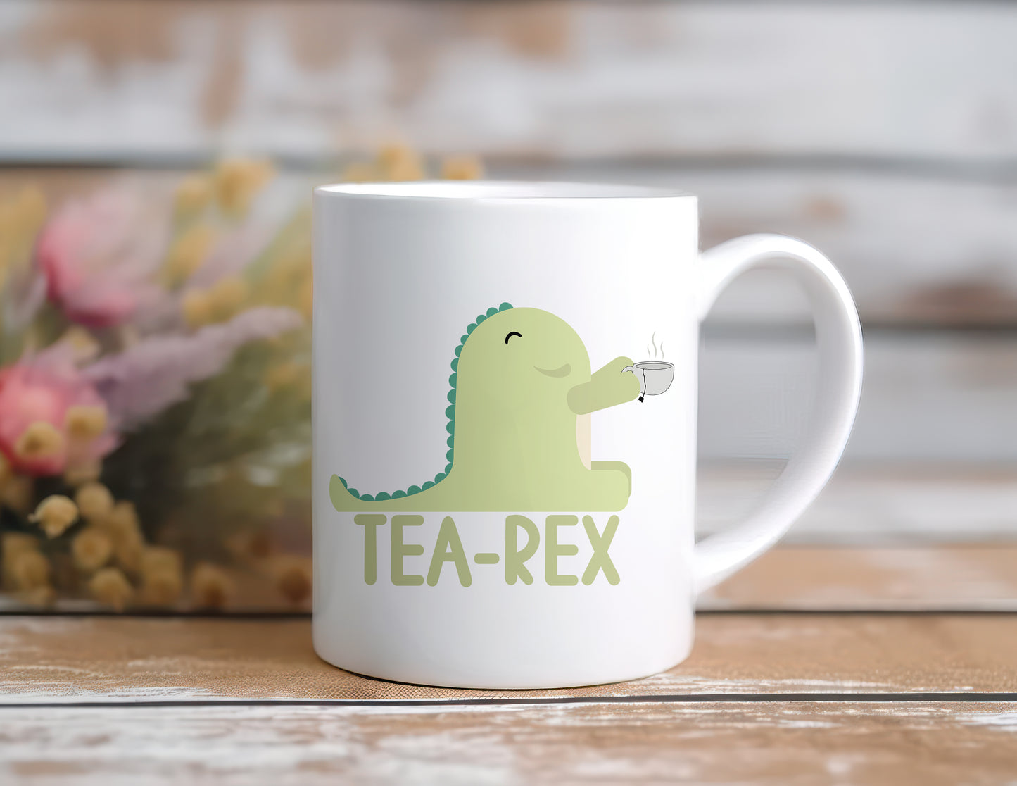 TEA-REX, Funny Office Coffee Mug, Dino Novelty Tea Cup, 11 oz Ceramic