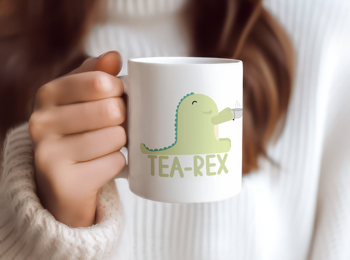 TEA-REX 11 oz Coffee Mug, Cute Dinosaur Tea Lover Gift