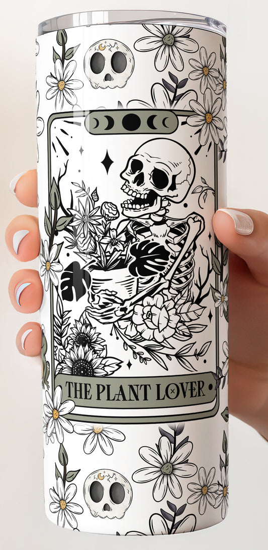 Skull Plant Lover Tarot Card 20 oz Tumbler, Plant Lover, Cactus Lover, Succulent Lover, Gardening