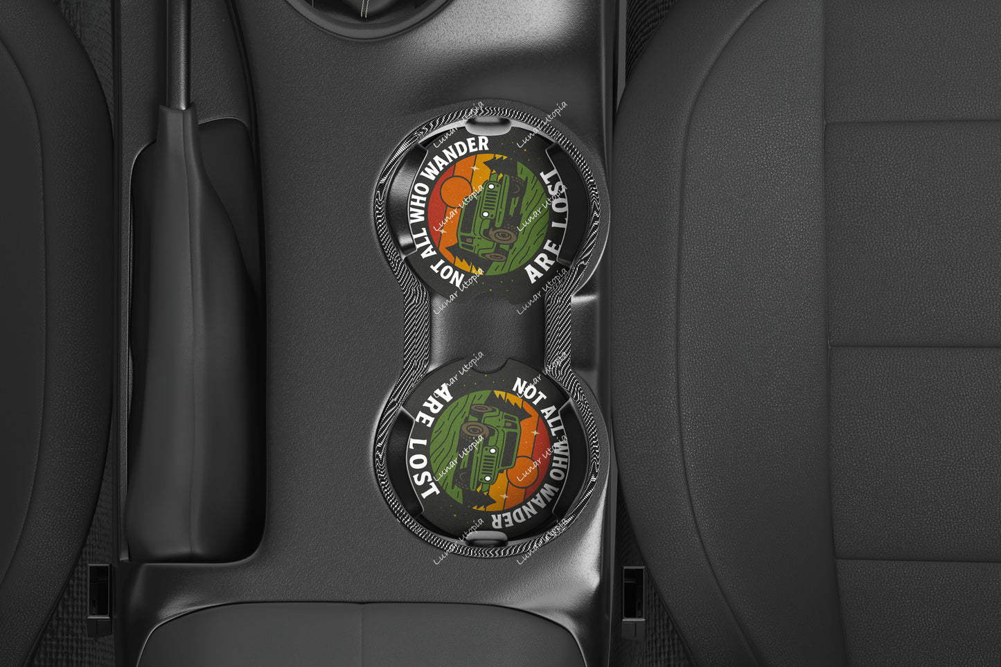Cute Neoprene Car Coasters, Absorbent Cup Holder Inserts, Fun Auto Accessories (Set of 2) Not Lost