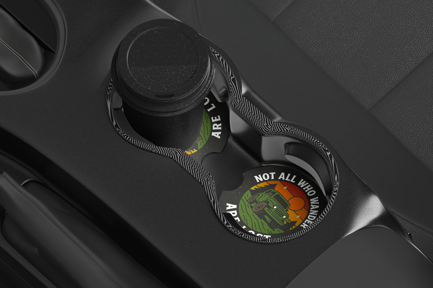 Cute Neoprene Car Coasters, Absorbent Cup Holder Inserts, Fun Auto Accessories (Set of 2) Not Lost