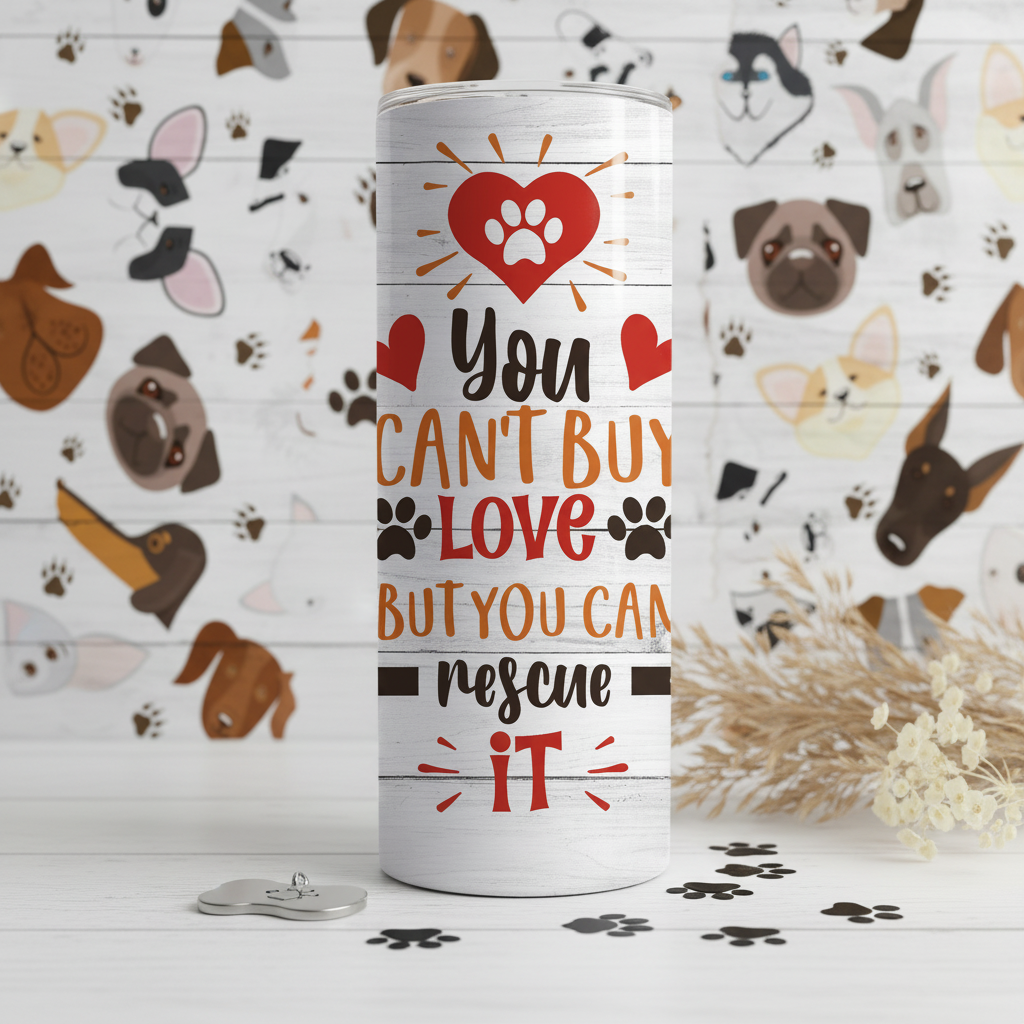 You Can't Buy Love But You Can Rescue It tumbler standing upright lifestyle photo