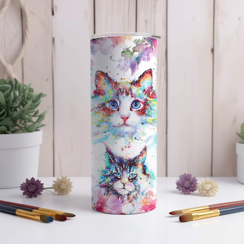 Cute Cats Abstract Graffiti Art tumbler upright lifestyle photo