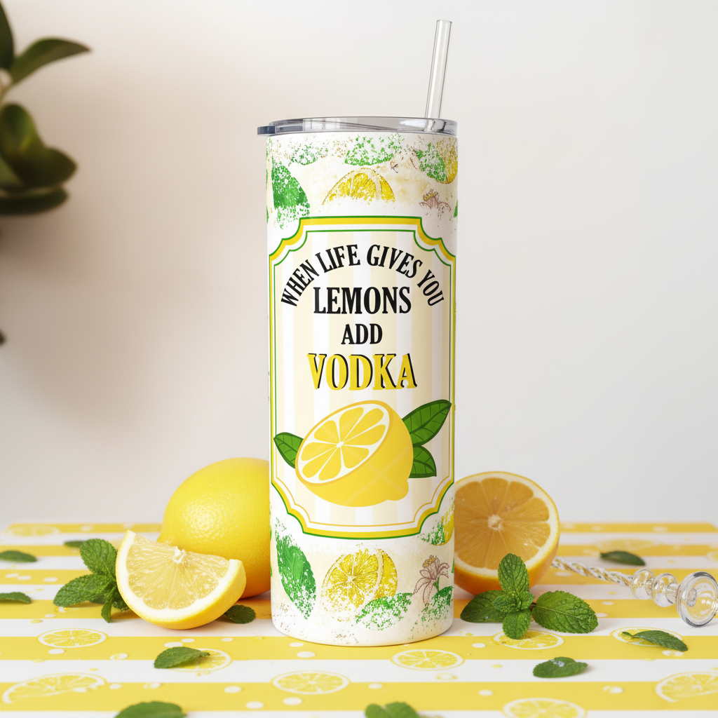 When Life Gives You Lemons Add Vodka tumbler upright lifestyle photo