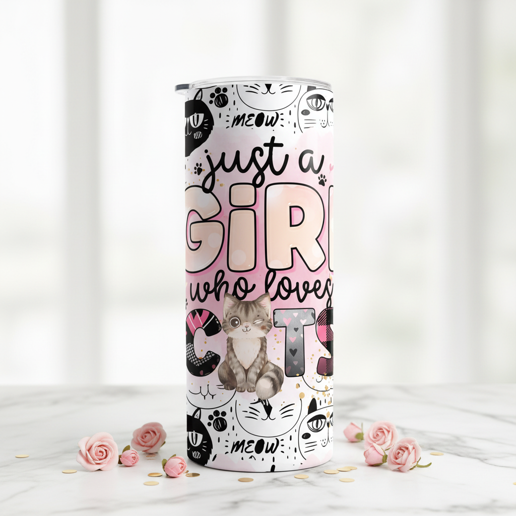 Just A Girl Who Loves Cats tumbler upright lifestyle photo
