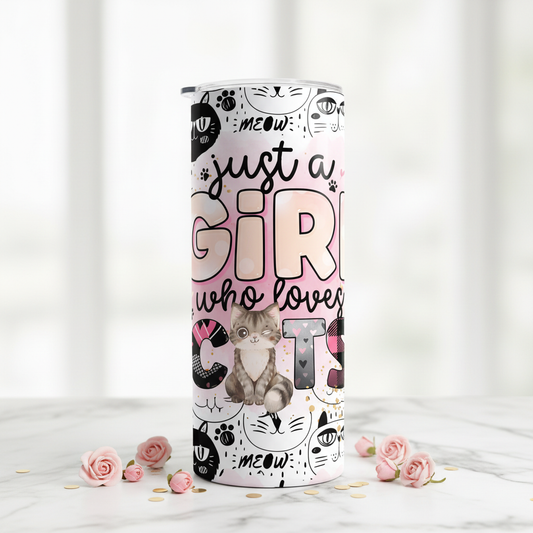 Just A Girl Who Loves Cats tumbler upright lifestyle photo