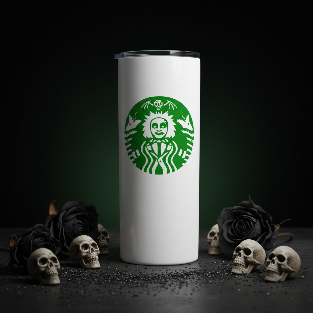 Starbeetle Green Beetlejuice tumbler Halloween lifestyle photo