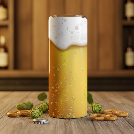 Foamy Beer Glass tumbler upright lifestyle photo