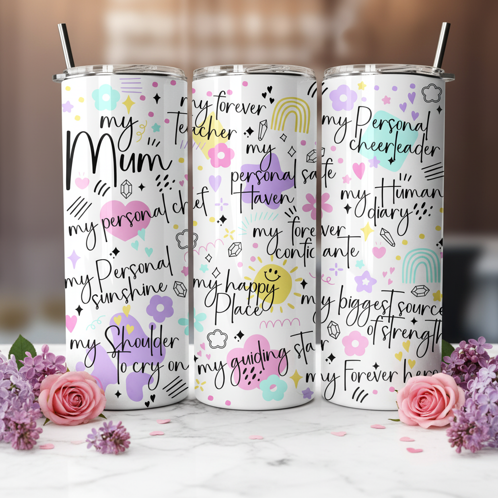 My Mum Doodles tumbler lifestyle group photo