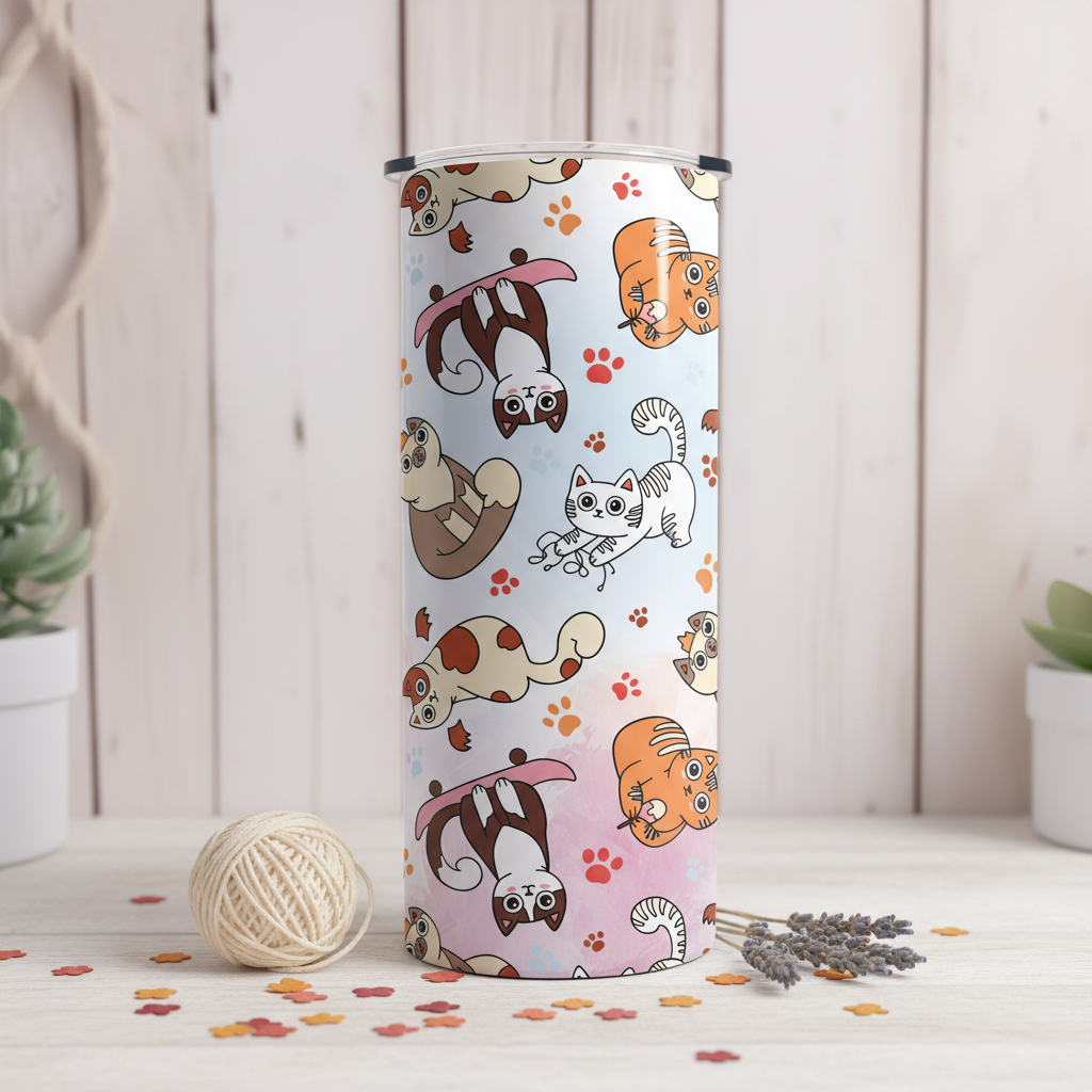 Cats At Play tumbler upright lifestyle photo