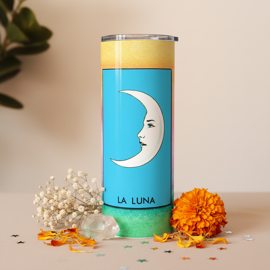 Loteria LA LUNA tumbler upright lifestyle photo