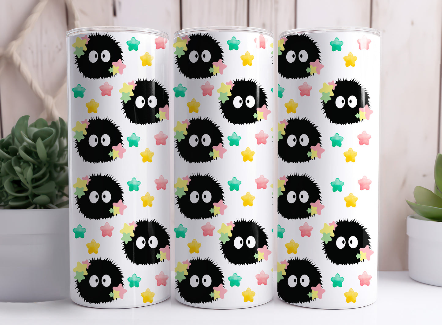 Soot Sprite Susuwatari Makkuro Kurosuke Living Dust 20 oz Skinny Tumbler Designs 9-14
