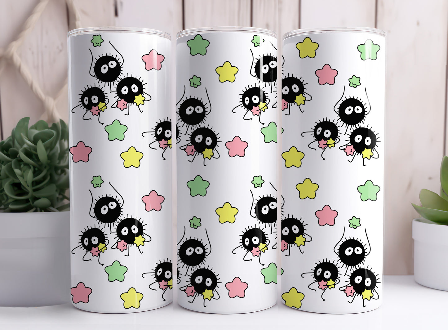 Soot Sprite Susuwatari Makkuro Kurosuke Living Dust 20 oz Skinny Tumbler Designs 9-14