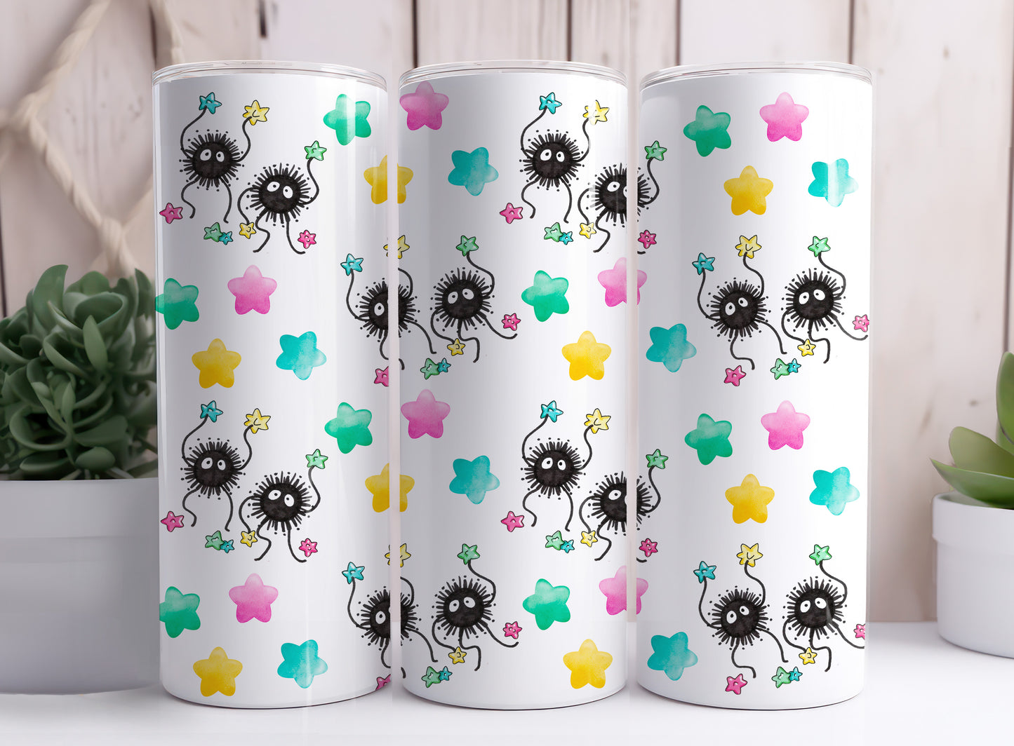 Soot Sprite Susuwatari Makkuro Kurosuke Living Dust 20 oz Skinny Tumbler Designs 1-8