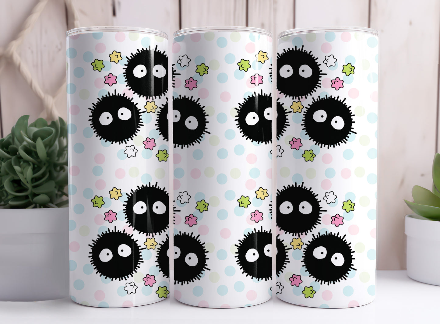 Soot Sprite Susuwatari Makkuro Kurosuke Living Dust 20 oz Skinny Tumbler Designs 1-8